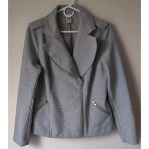 MARC‎ BOUWER Heather Gray Motorcycle Biker Style MOTO Jacket Size Small